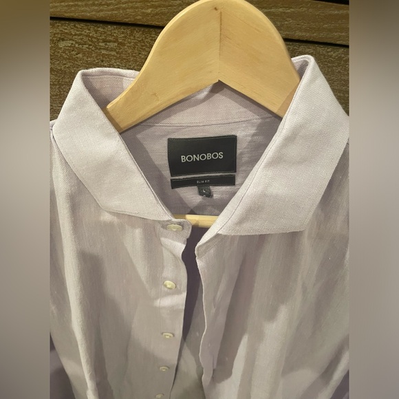 BONOBOS Slim Fit Easy Linen Shirt Size Large - Picture 2 of 3